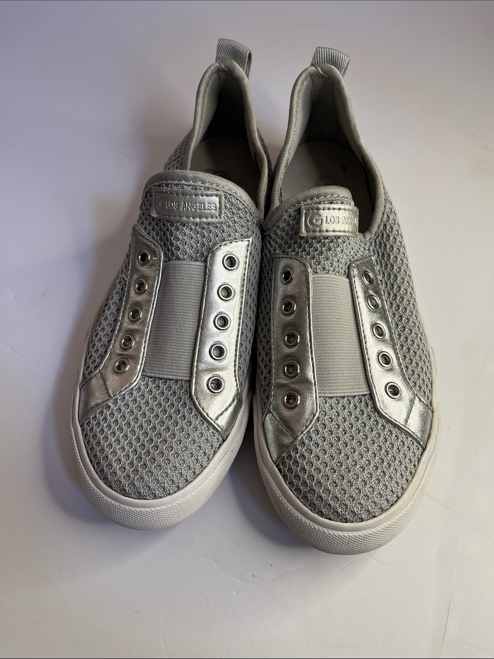 Slip-On Mesh Sneakers in Light Gray
